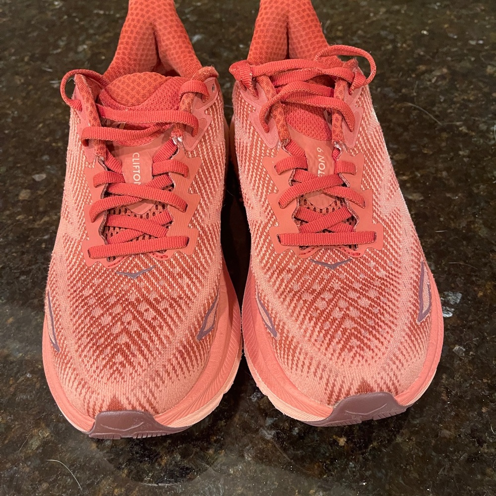 Hoka One One Red Sneakers Breathable Mesh Low-Top